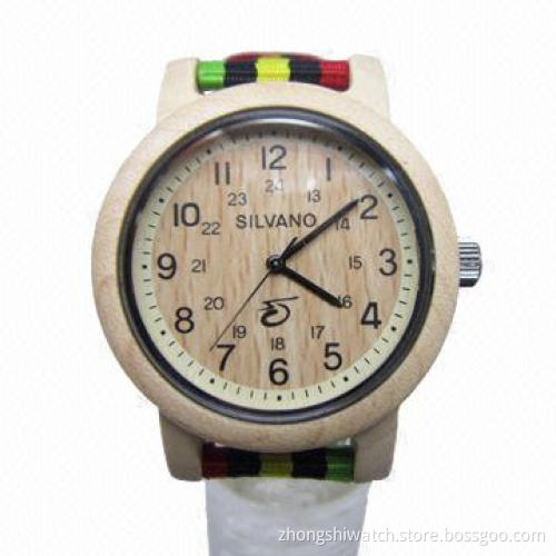 Latest Fashion Watch, Simple Face/Custom Logo, Maple Case/Nylon Band/Various Designs are Available